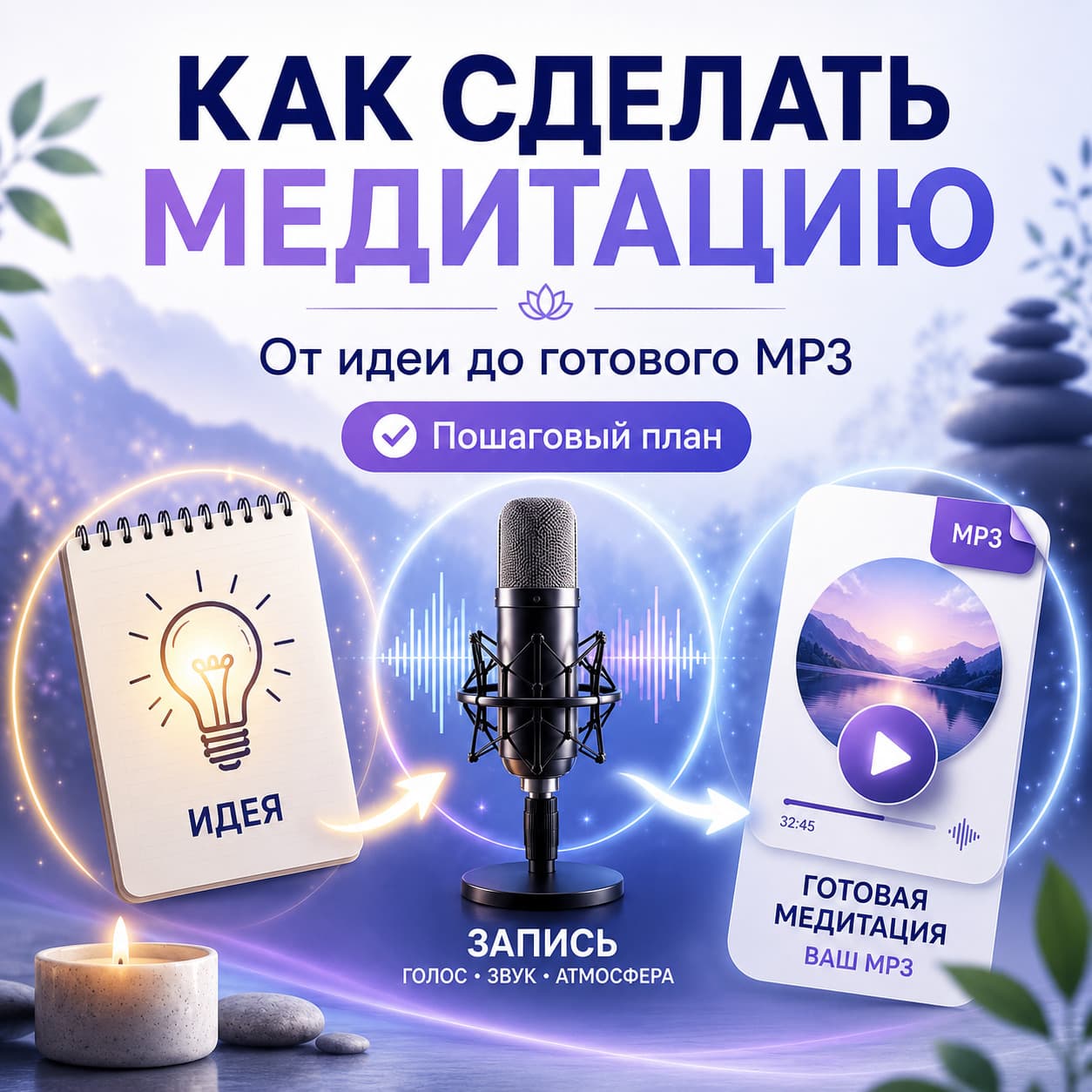 Как сделать медитацию: пошаговый план от идеи до готового MP3