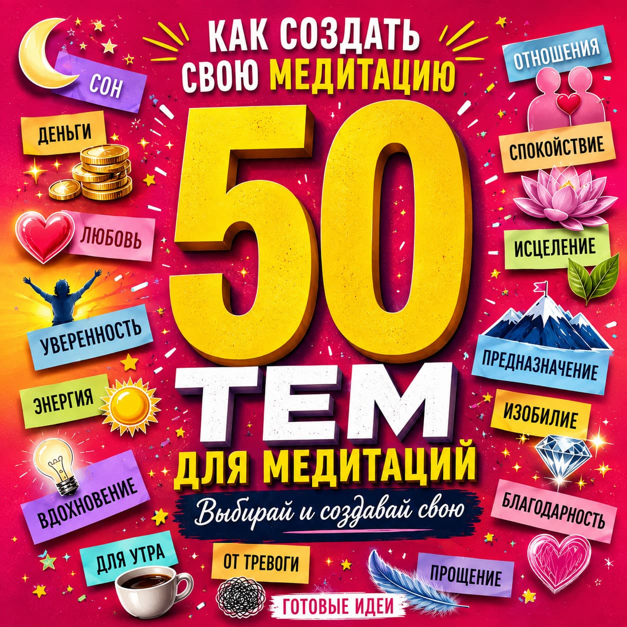 Как создать свою медитацию: 50 готовых тем