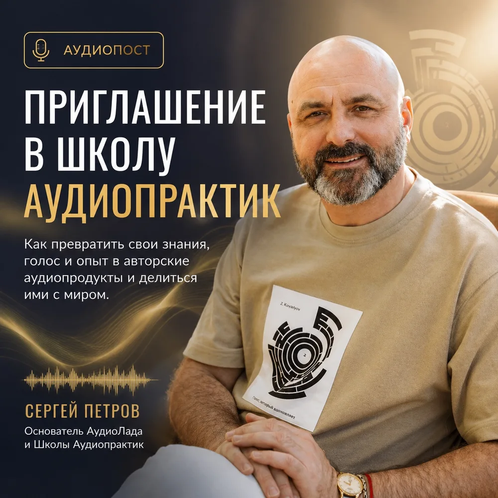 Обложка аудиопоста «Приглашение в Школу Аудиопрактик» – Сергей Петров