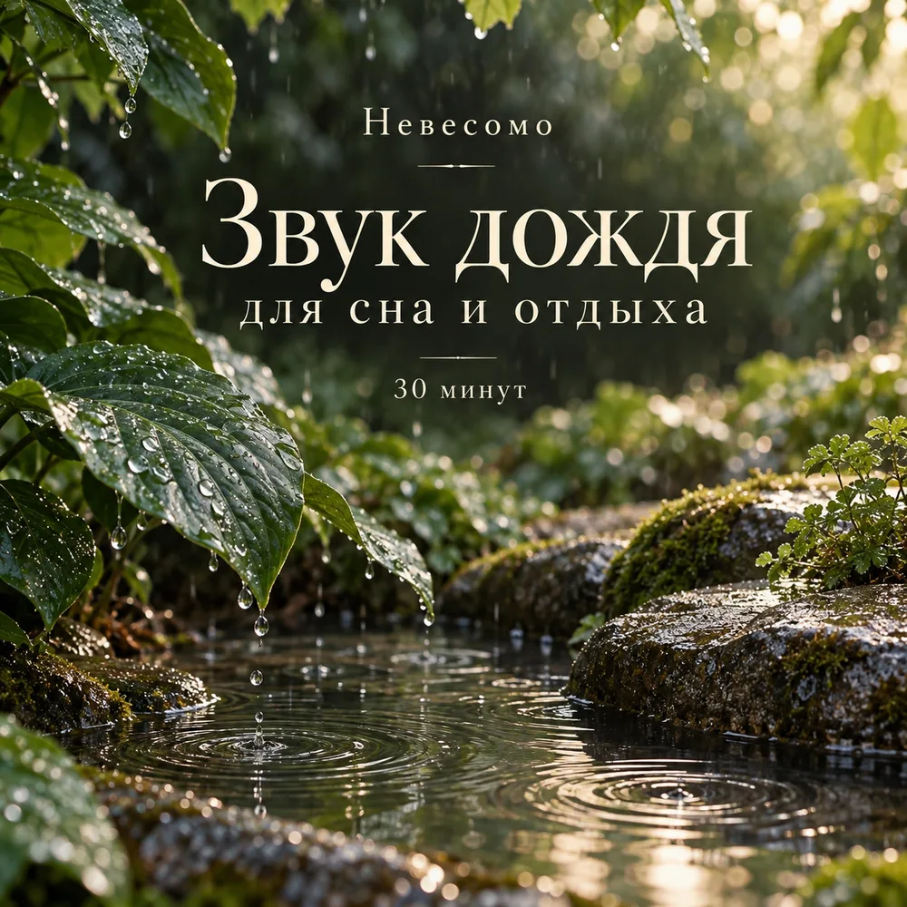Обложка: музыкальный трек «Звук дождя для сна и отдыха» – Невесомо