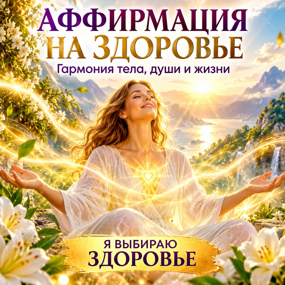 Обложка аудиопрактики «Аффирмации на здоровье слушать» – Шабарова Ольга