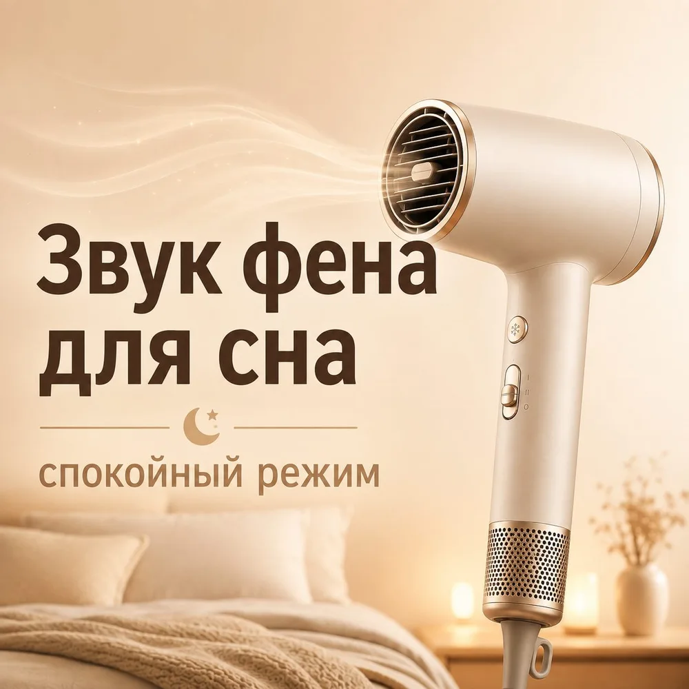 Обложка аудиопрактики «Звук фена для сна – спокойный режим» – Орий