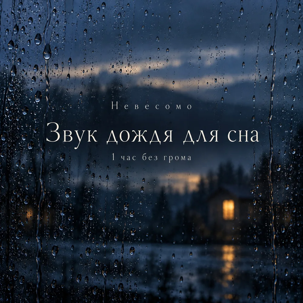 Обложка: музыкальный трек «Звук дождя для сна — 1 час без грома» – Невесомо