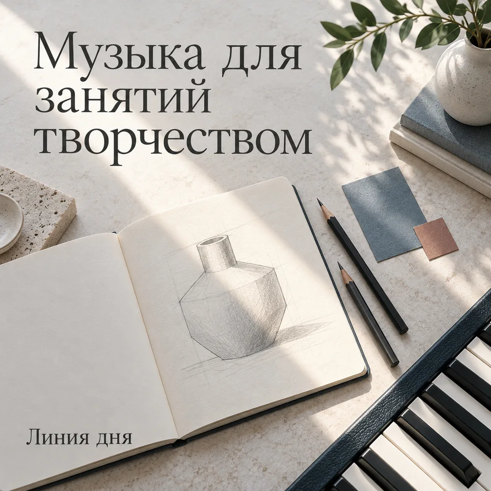 Обложка: музыкальный альбом «Музыка для занятий творчеством» – Линия дня