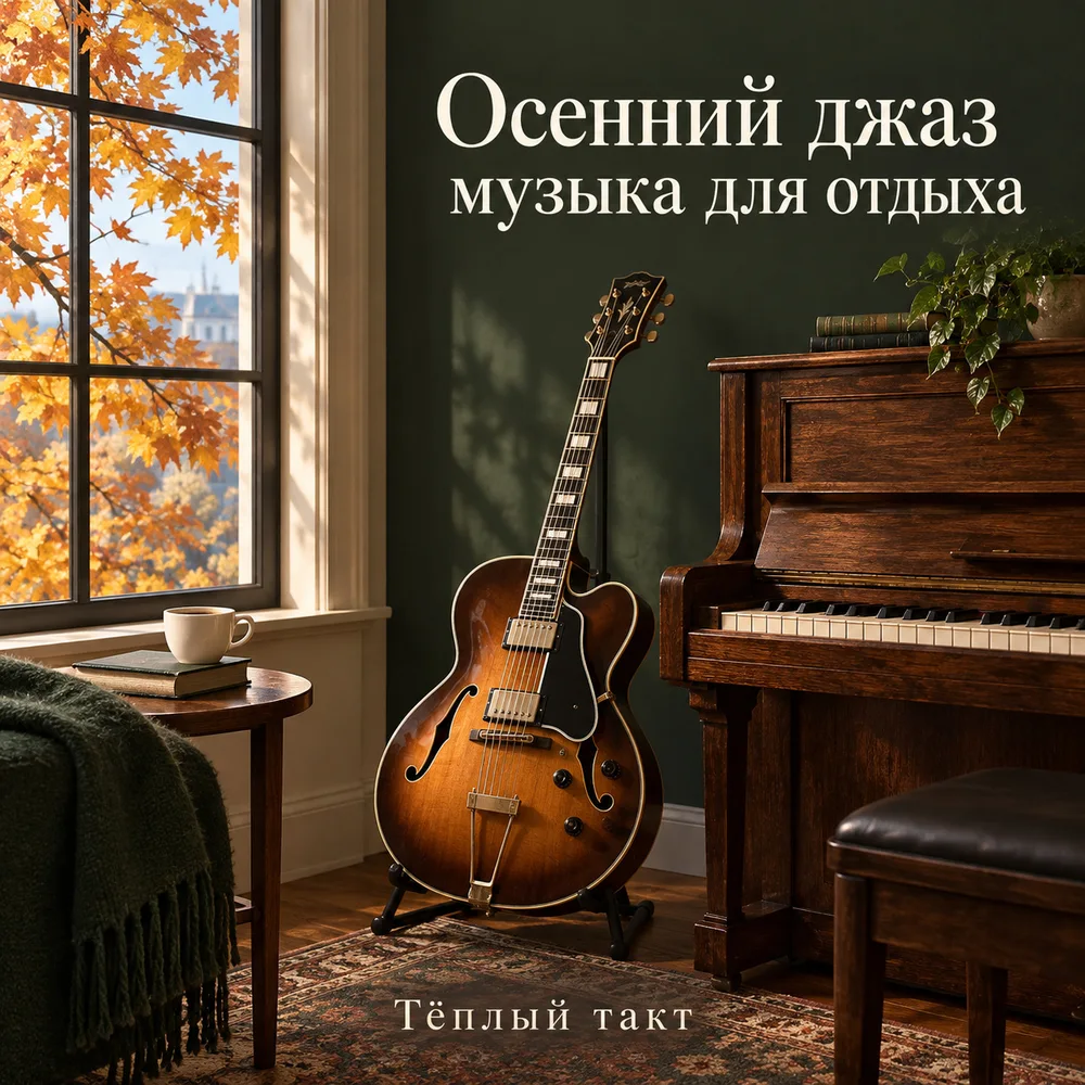 Обложка: музыкальный альбом «Осенний джаз музыка для отдыха» – Тёплый такт